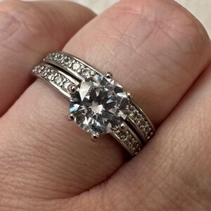 Crystal and silver wedding set size 8